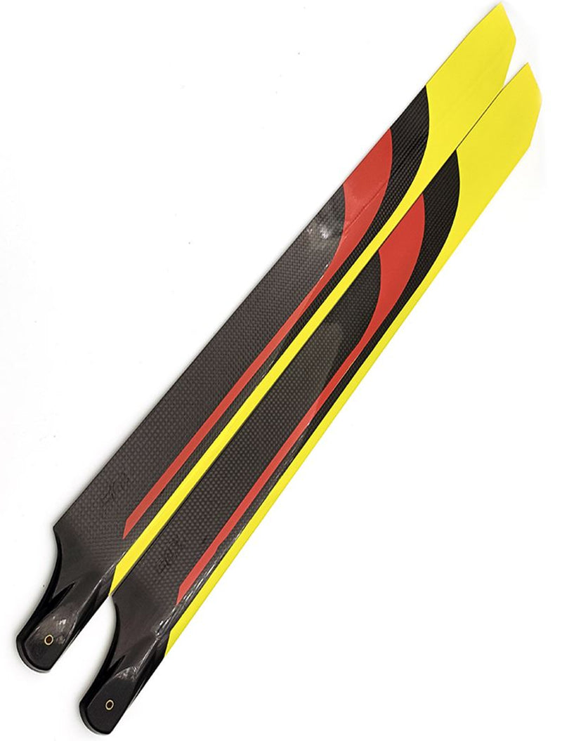 600mm 3D Carbon fibre main blade Yellow / Red / Black