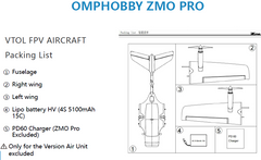 OMPHOBBY ZMO PRO VTOL FPV (Upgraded Flight controller for 2023)